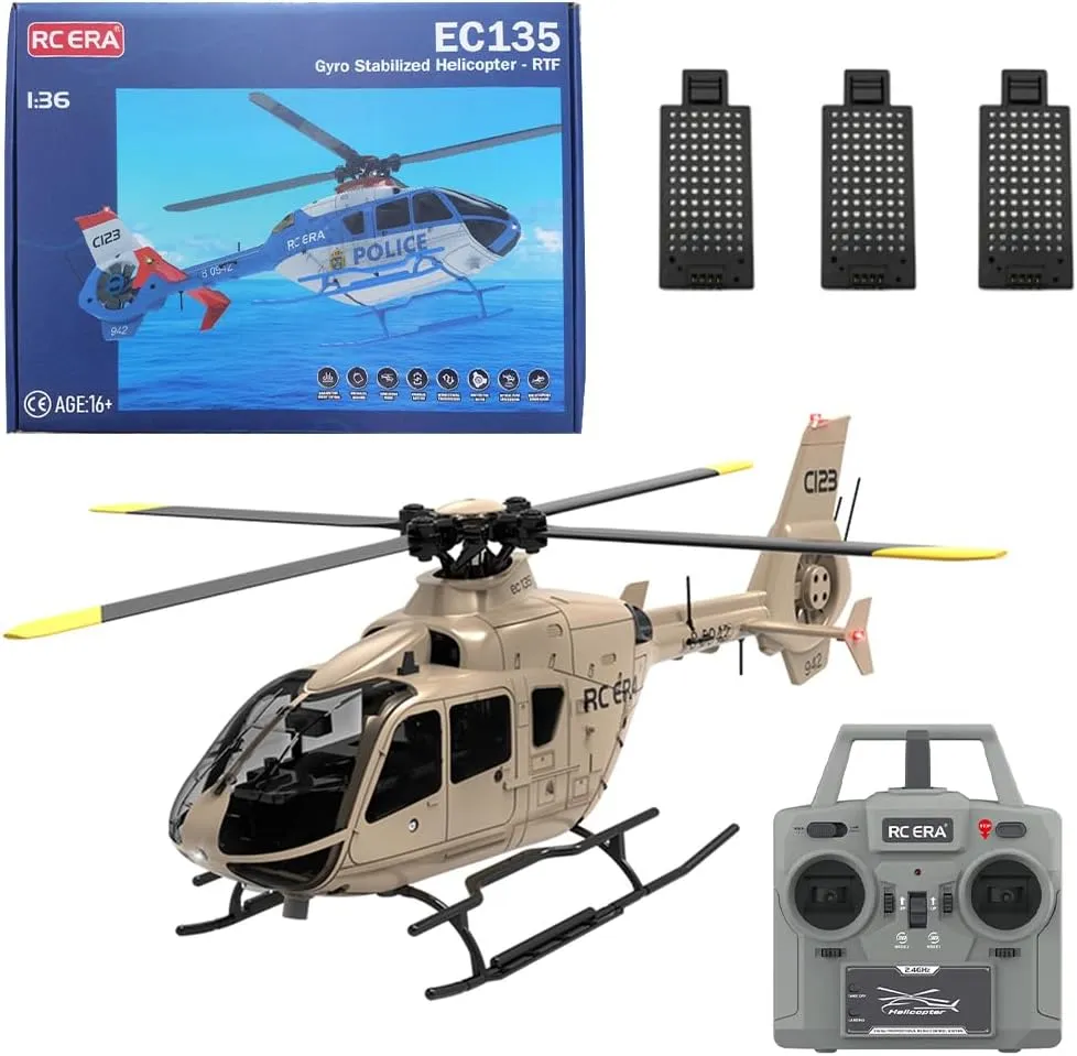 RC Helicopter - 1/36 Scale 6CH independent demobilize convivial batch location Remote Control Airplane Single Rotor Gyroscopic Aircraft, 6G/3D RC Military Helicopter for Adults Beginners RC ERA C123 EC135 