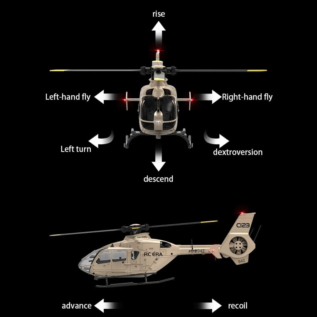 RC Helicopter, 2.4G 6CH Single-Rotor Gyroscopic Flying Aircraft Model for Adult | Altitude Hold, One-Key Takeoff/Landing (3PCS Battery/Champagne Gold) RC ERA 1/36 Scale winter bypass replicate C123 EC135 