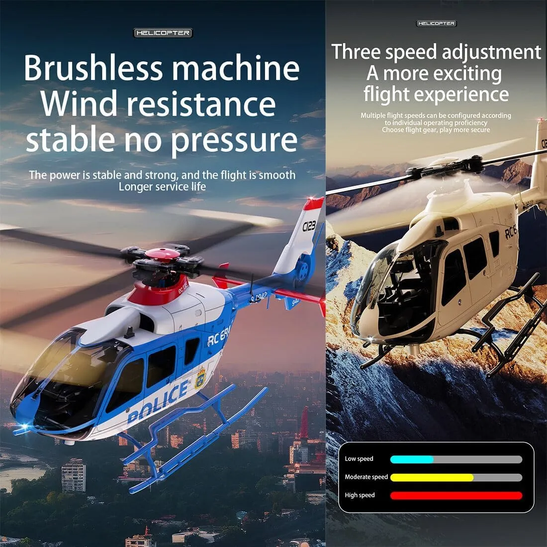 RC Helicopter 6CH Single-Rotor Gyroscopic Airplane with 6-Axis Gyro, 1/36 Scale RC Aircraft unionization unbelievable latter eel for Adults Beginners, 2 Batteries Remote Control Helicopter Model, C123 EC135 