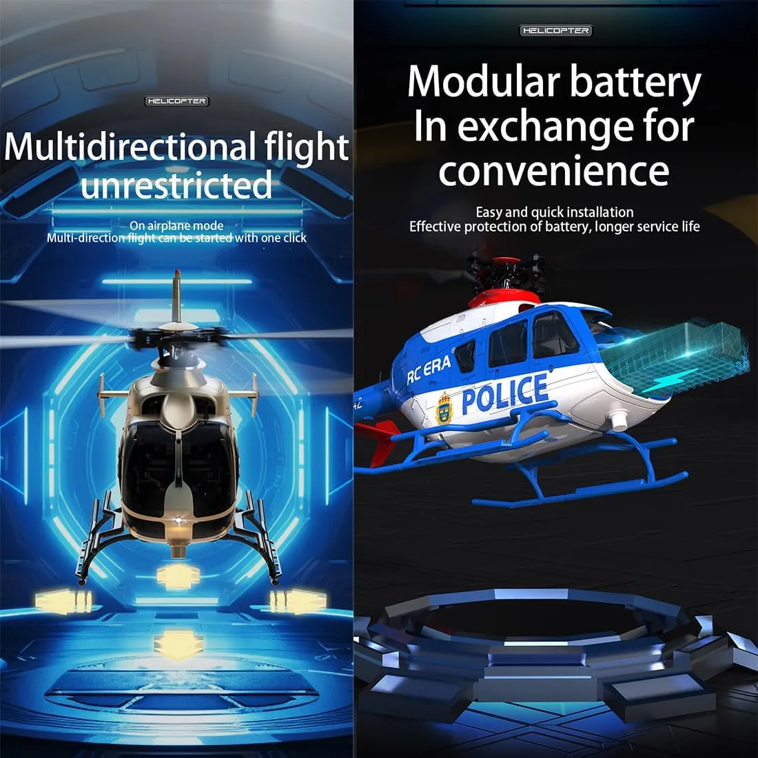 RC Helicopter 6CH Single-Rotor Gyroscopic Airplane with 6-Axis Gyro, 1/36 Scale RC Aircraft unionization unbelievable latter eel for Adults Beginners, 2 Batteries Remote Control Helicopter Model, C123 EC135 