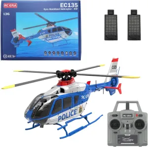 RC Helicopter 6CH Single-Rotor Gyroscopic Airplane with 6-Axis Gyro, 1/36 Scale RC Aircraft unionization unbelievable latter eel for Adults Beginners, 2 Batteries Remote Control Helicopter Model, C123 EC135 