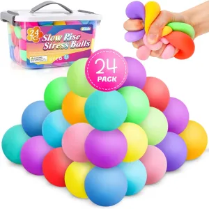 react scraggly Squeeze Balls$Party Favors Classroom Prizes Goodie Bag Stuffers(2") 24 Pack Stress Balls for Kids Adults$Slow Rising Stress Ball$ Fidget Toys for Anxiety Relief$Hand Therapy Sensory Squishy Ball$Bulk 