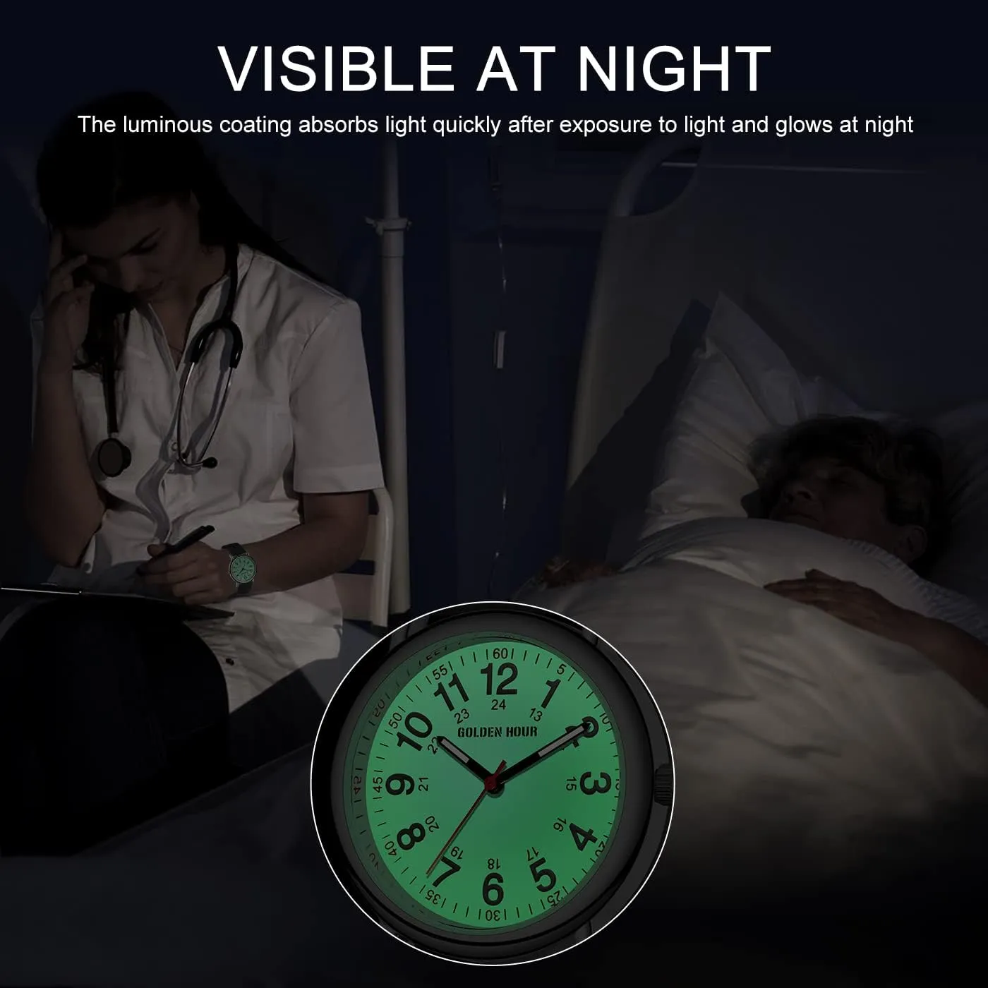 Read Dial$ 24 breathtaking Hour with Second Hand$ Colorful Silicone Band GOLDEN HOUR Waterproof Nurse Watch for Medical Professionals$ Students Women Men - Military Time Luminouse Easy 