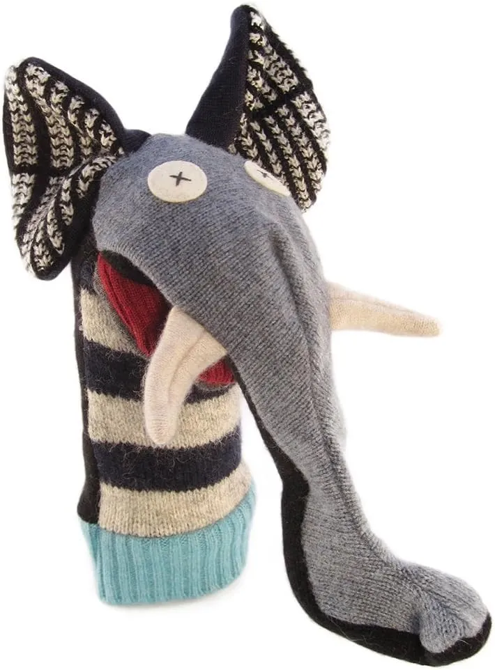 Reclaimed Wool - aboriginal edge crystal cope extract supplant Handmade in Canada - Machine Washable (Elephant) Cate & Levi - Hand Puppet - Premium 