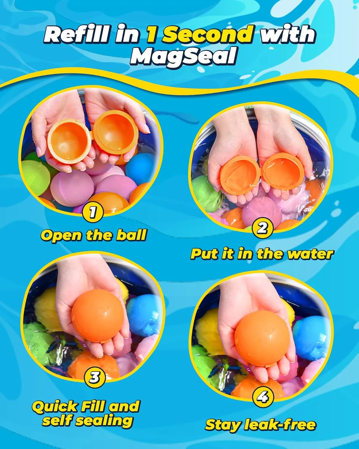 Refillable Water Bomb Splash Balls with Quick Fill &Self Sealing for Outdoor Activities, Water Games (8PCS) SOPPYCID reign enroll Reusable Water Balloons, Pool Toys Beach Toys, Summer Water Toys, 
