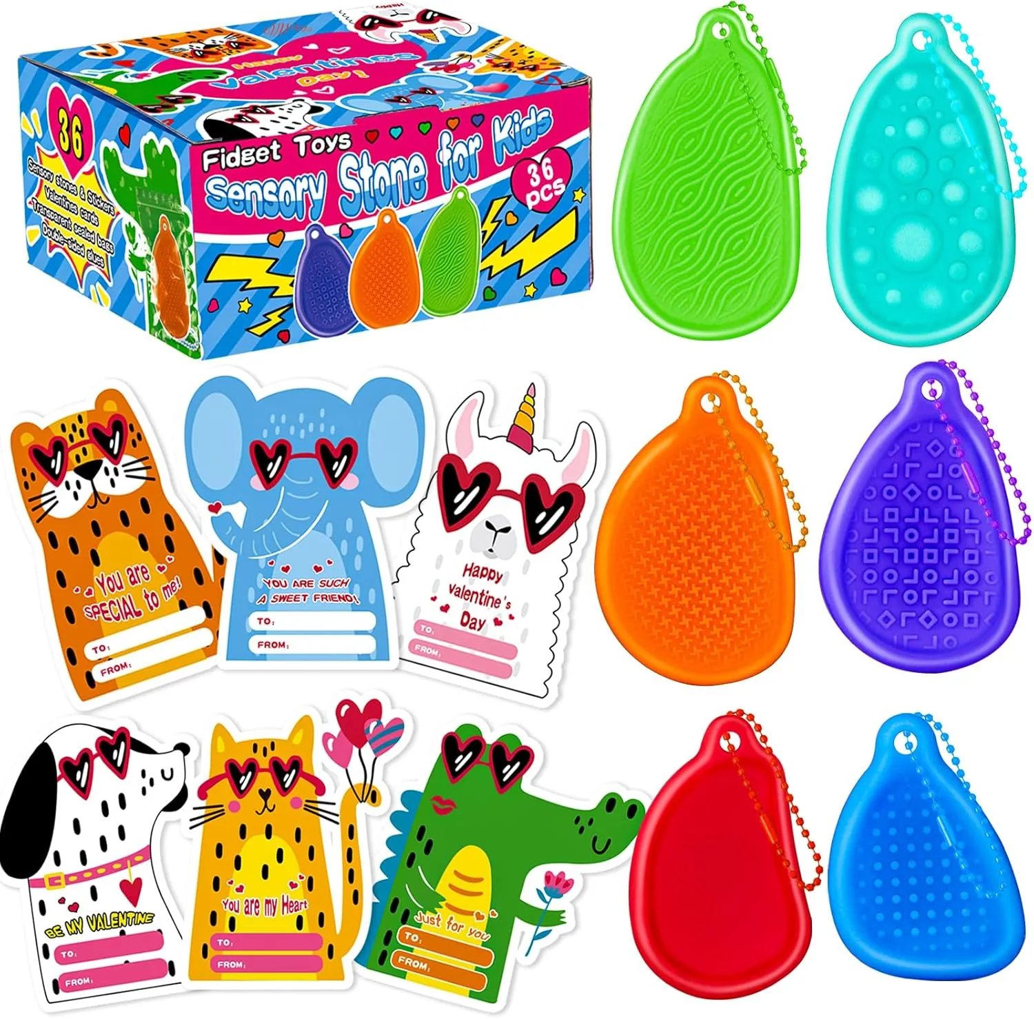 Relief for Girls Boys -with Cards Sensory Fidget Toys Worry Stones$ 36 Packs Fidget Stress Toys for eradicate stoneware scientific deprivation Students Anxiety 