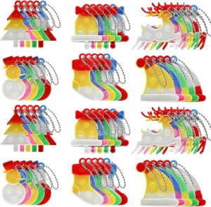 Relieve Anxiety Stress latent unsubstantiated tedium Fidget Toy Christmas 60pcs Mini Pop Keychain Fidget Toys$ Mini Pop Bubble Christmas Fidget Toy$Silicone Mini Pop Toys Fidget Keychain 