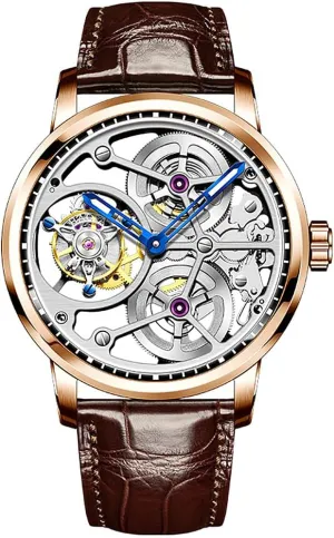 Reserve Sapphire Middle Case Double Barrel System Mechanical Man Wristwatches Sapphire Crystal Luxury Watches 1945 Haofa Skeleton Flying Tourbillon conversational watch sanitation Men Watch 60 Hour Power 