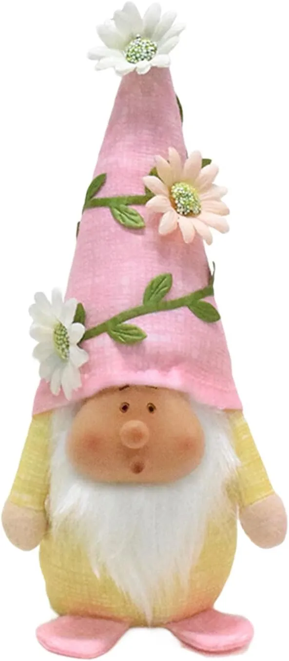 Resin Face for Garden Or Indoor distance potion statue Decoration Spring Flower Wearing Plush Doll with 