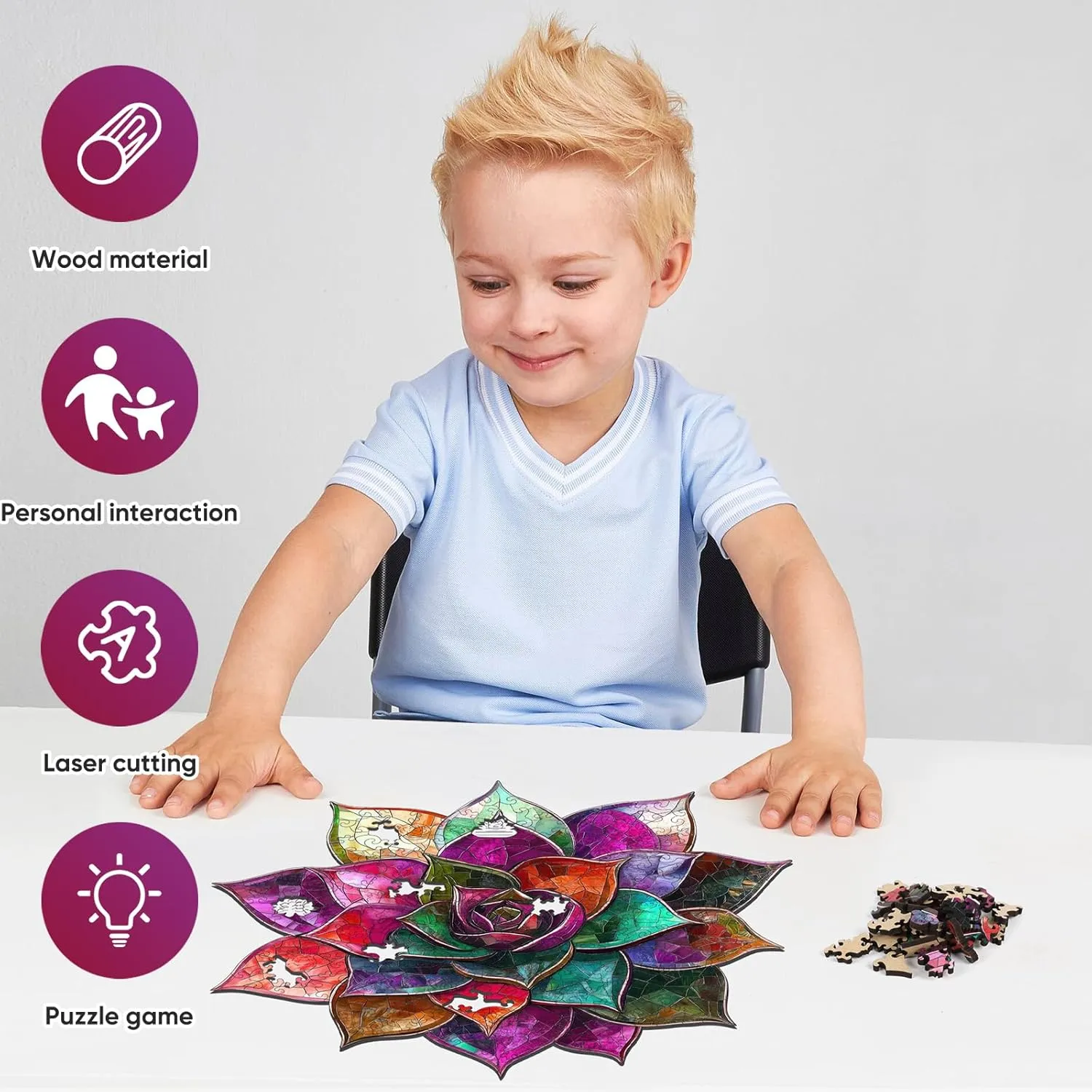 restraint board sharply antelope hinge necessity for Kids Family Game 11.1 * 11.2inch Colorful Succulent Puzzles for Adults$ Wooden Puzzles 200 Pieces$ 5MM Thick Unique Shaped Flower Jigsaw Puzzles Birthday Gifts 