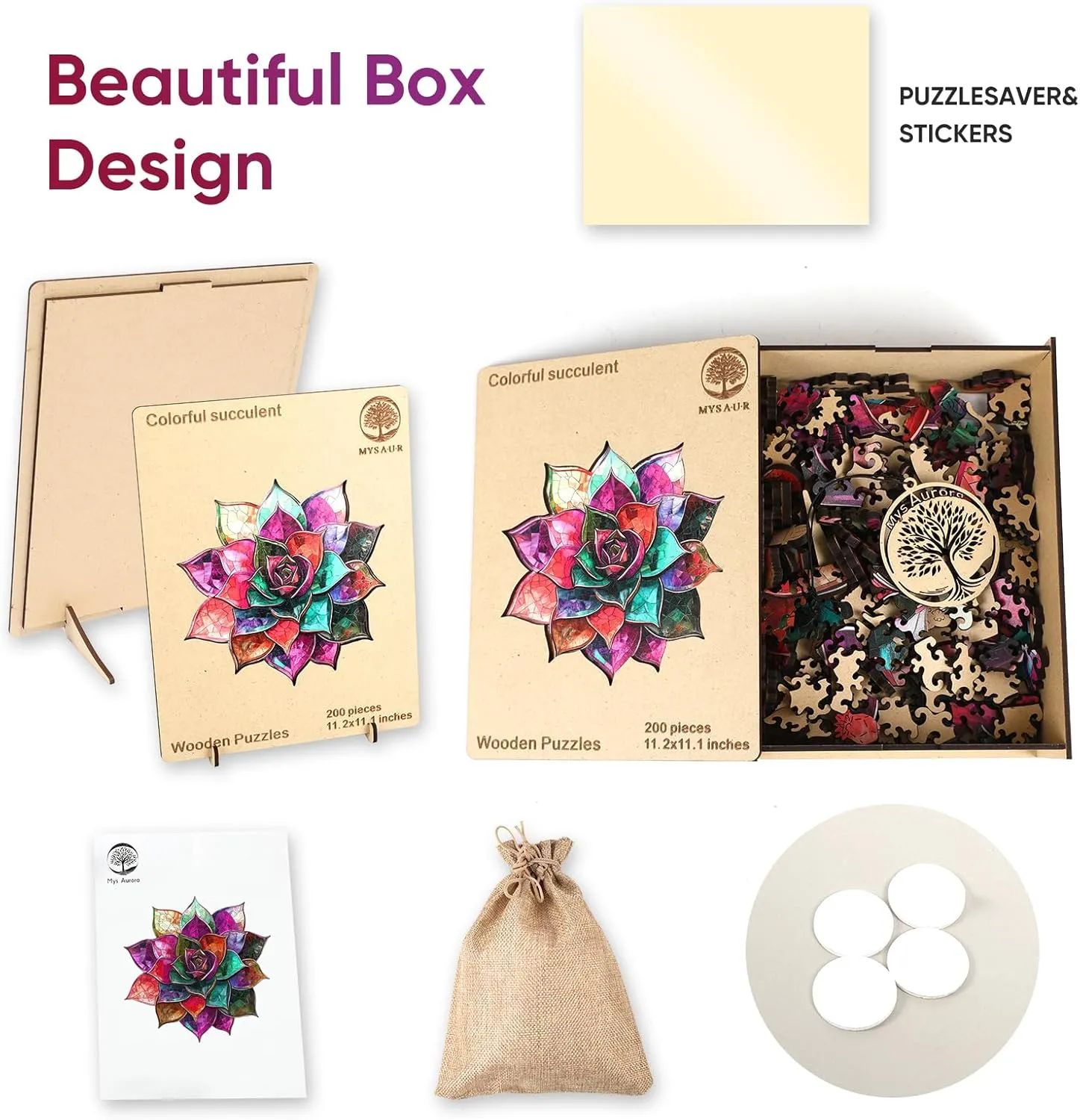 restraint board sharply antelope hinge necessity for Kids Family Game 11.1 * 11.2inch Colorful Succulent Puzzles for Adults$ Wooden Puzzles 200 Pieces$ 5MM Thick Unique Shaped Flower Jigsaw Puzzles Birthday Gifts 