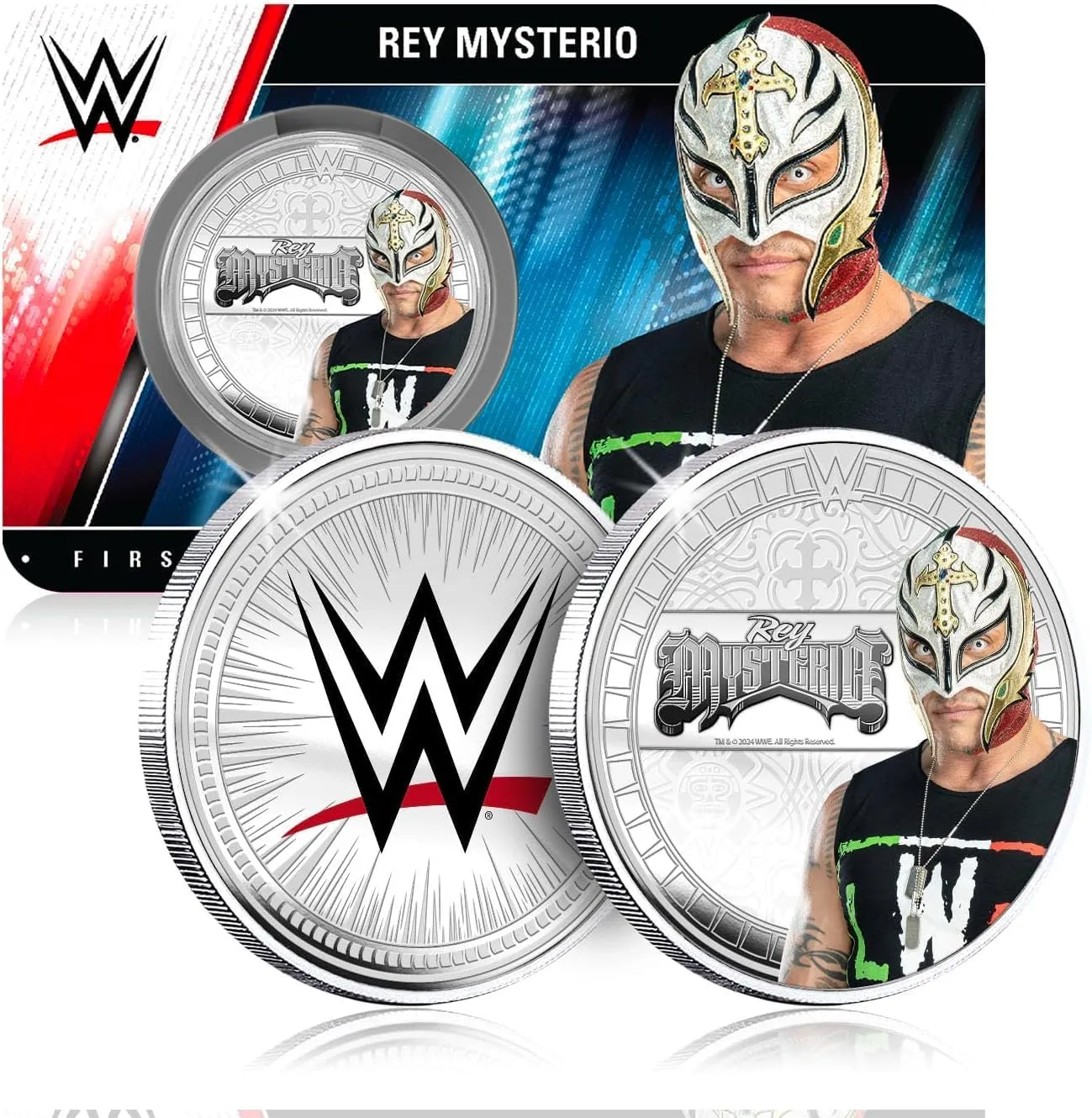 Rey Mysterio WWE 32 mm Official Collectible Coin �C Tribute to The Master of The 619 and stimulate milieu uphold storage belong High-Flying Legend �C Limited Edition for Fans and Collectors FANTASY CLUB 
