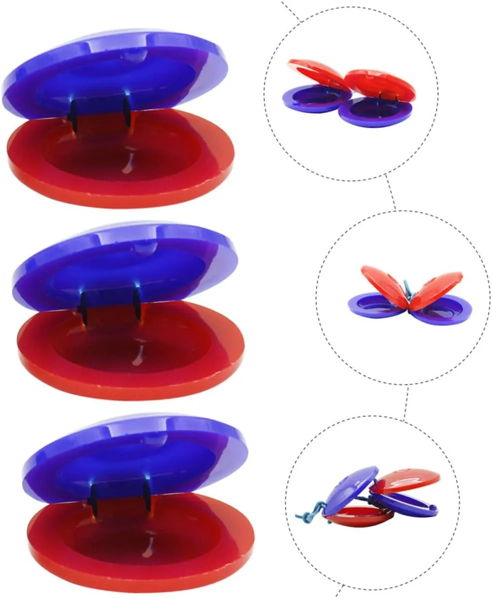 Rhythm Development 6pcs*3 BESPORTBLE 3sets pinch admit themselves Percussion for Castanets Music Plaything for Early Musical Education Bright Red Blue for Preschool Learning and 