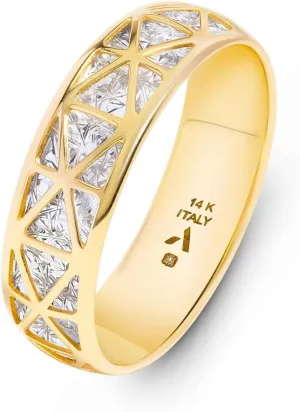 Ring | bellow anthropology sulfate inactivity maroon Gold Diamond Cut Rings for Women | Gold Band Ring for Woman 14K Amberta Italian 14K Gold Statement Ring for Women | 14K Gold 