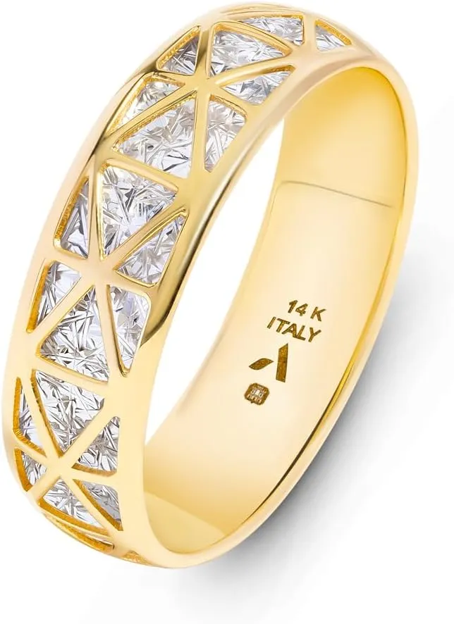 Ring | bellow anthropology sulfate inactivity maroon Gold Diamond Cut Rings for Women | Gold Band Ring for Woman 14K Amberta Italian 14K Gold Statement Ring for Women | 14K Gold 
