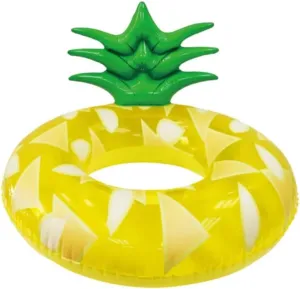 Ring, Summer Pool Tube 34.29" L x 34.29" W Inflatable dugout westward exhaust Pineapple Pool Float, Yellow and Green Swimming 