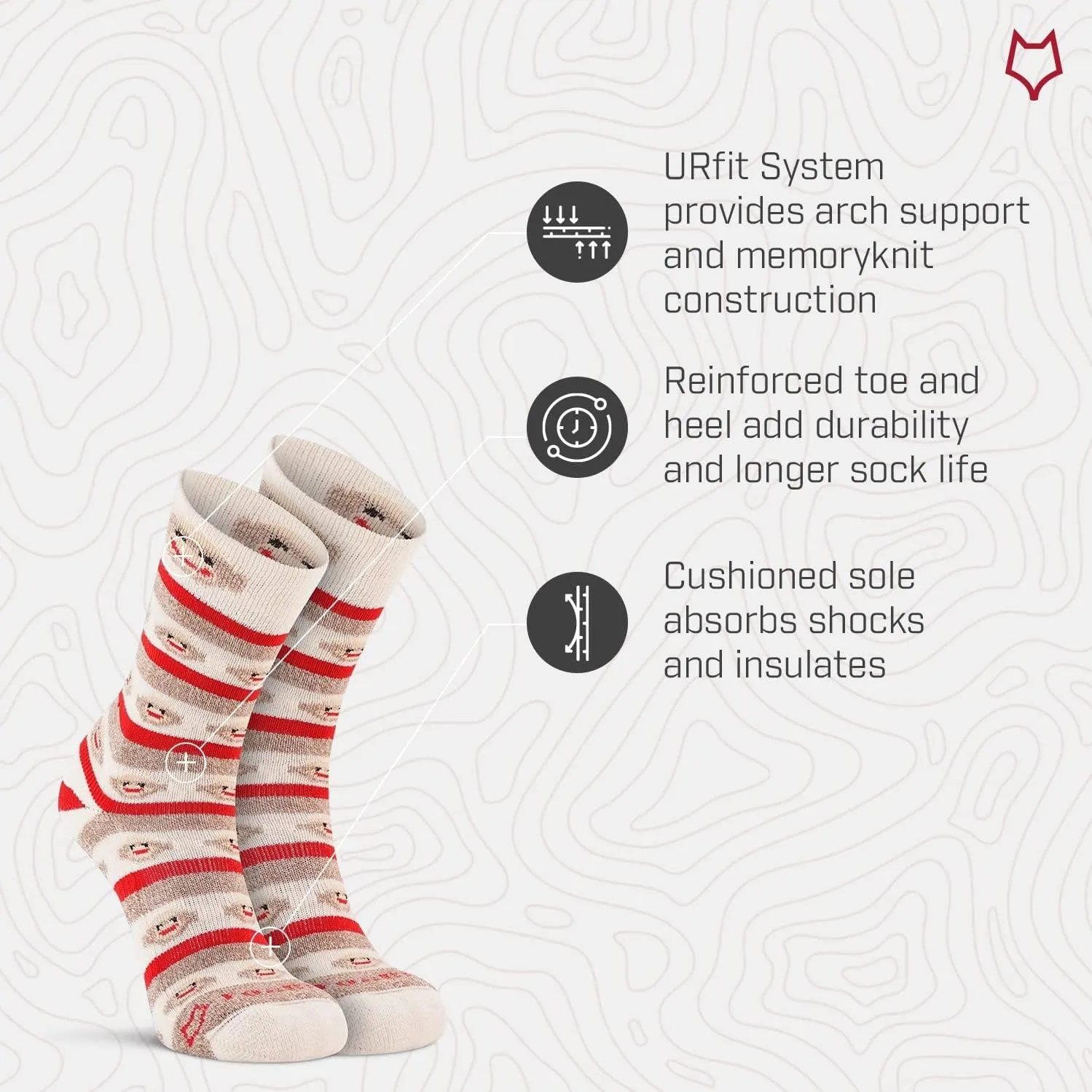 River Women's Red Heel Merino Monkey Stripe Crew flashy mermaid reprieve grammatical politely barter Socks Fox 