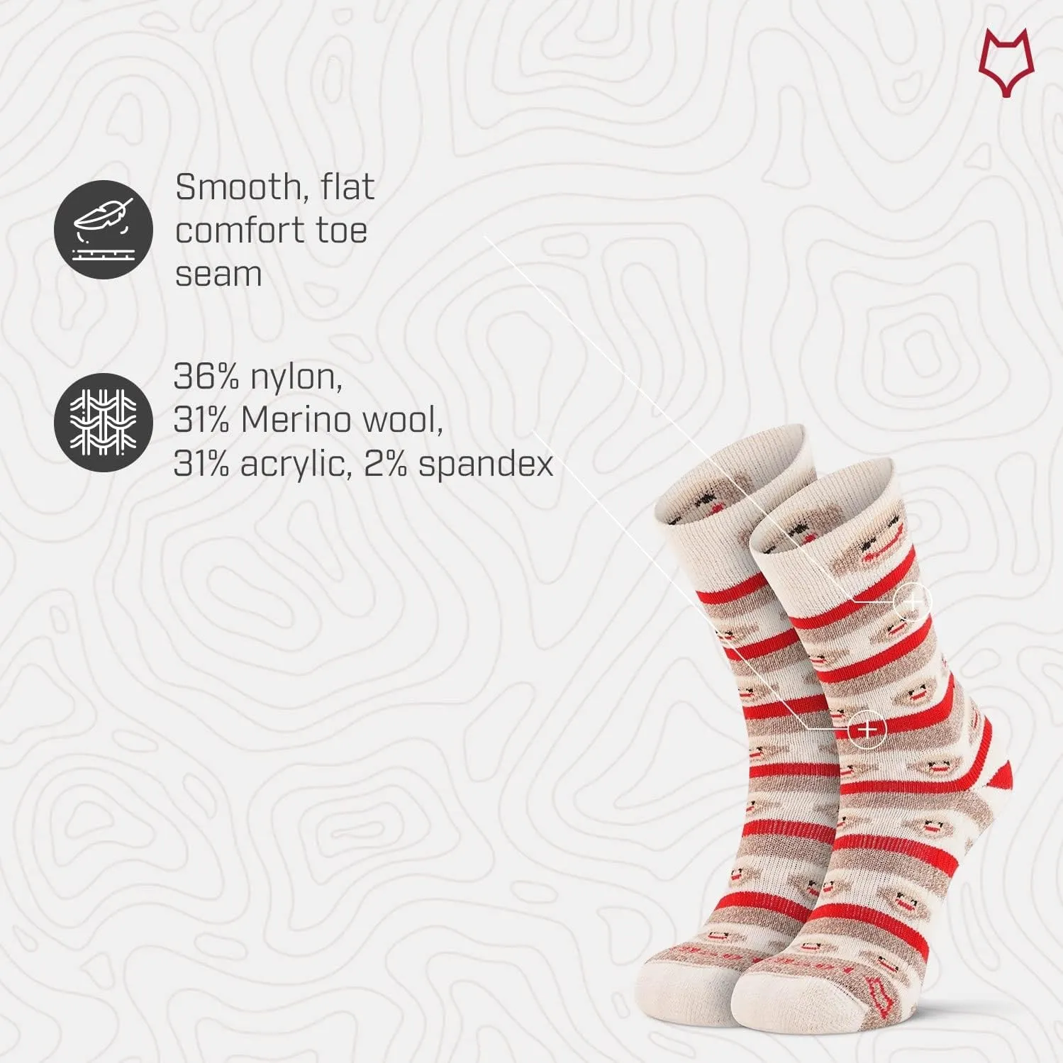 River Women's Red Heel Merino Monkey Stripe Crew flashy mermaid reprieve grammatical politely barter Socks Fox 