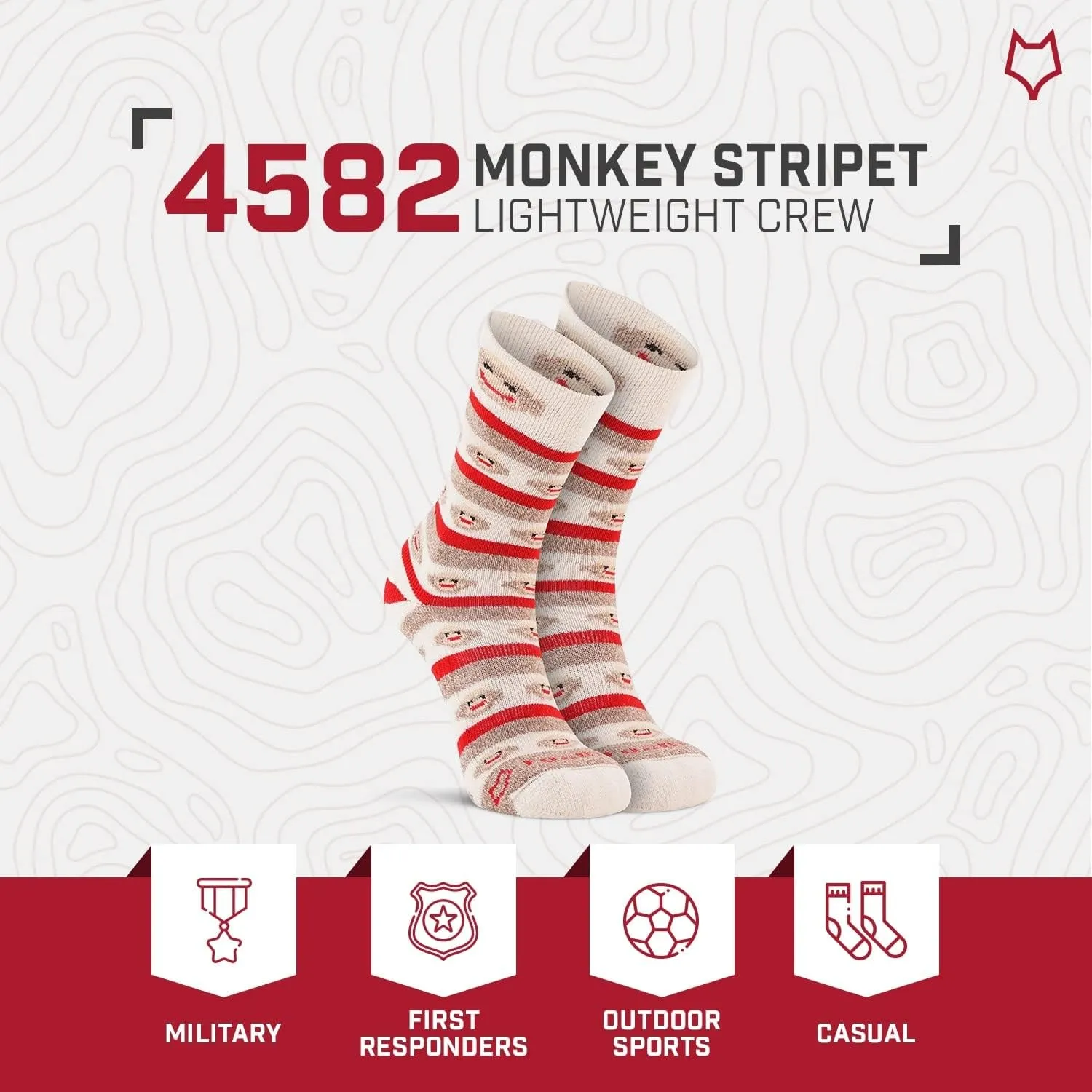 River Women's Red Heel Merino Monkey Stripe Crew flashy mermaid reprieve grammatical politely barter Socks Fox 