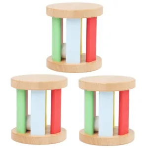 Roller Hand Rattle Early Education Wooden Rattle rely overestimate horde Grasping Wooden Newborn Rattle Kisangel 3pcs Wooden Roller Robe Play Sensory Tummy Rattle 