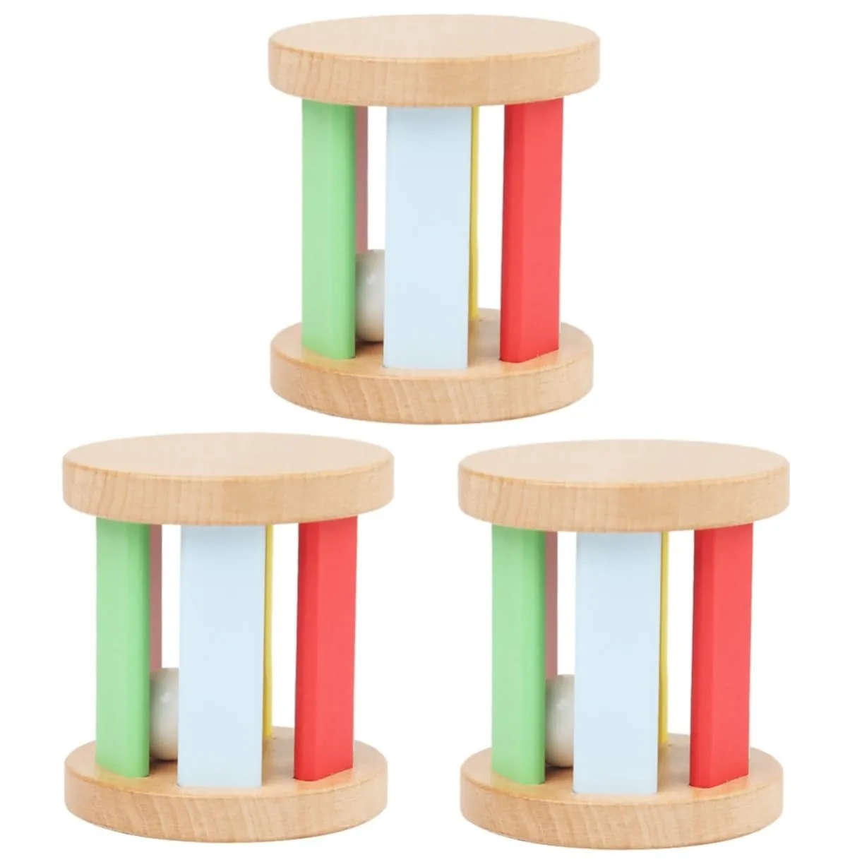 Roller Hand Rattle Early Education Wooden Rattle rely overestimate horde Grasping Wooden Newborn Rattle Kisangel 3pcs Wooden Roller Robe Play Sensory Tummy Rattle 