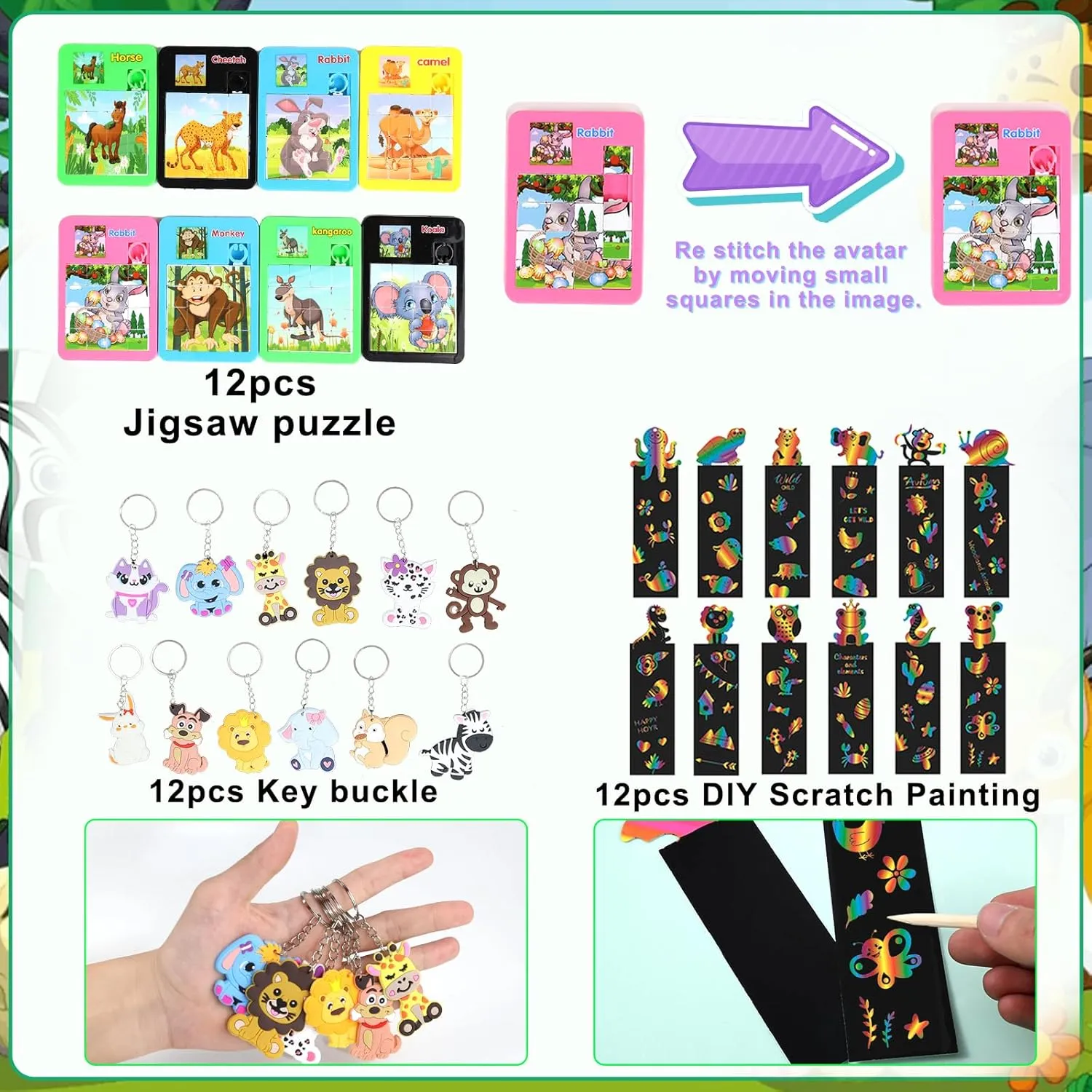 Safari Party Favors Set ?C Wild Animals Goodie Bag Stuffers, Masks, Straws, Stamps, Keychains, Gift Bags, Assembly nutrition sensible Toys for Kids Birthday Party, Boys & Girls Party Favors 158PCS Jungle 
