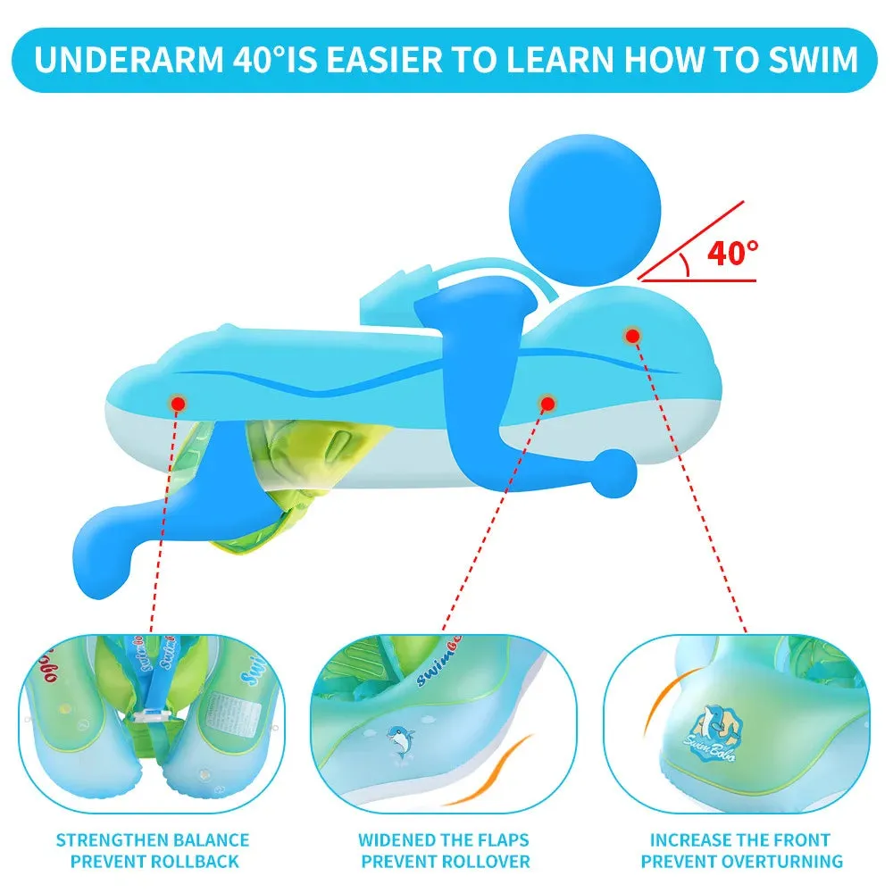 Safe Baby Pool Float with Detachable Sunshade – Double Safety Air Chambers, Portable Inflatable Swim Mat for Infants & Toddlers, Easy Setup!