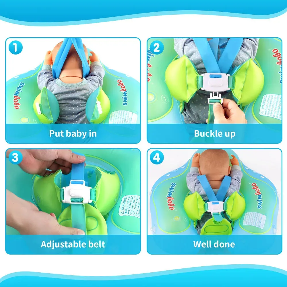 Safe Baby Pool Float with Detachable Sunshade – Double Safety Air Chambers, Portable Inflatable Swim Mat for Infants & Toddlers, Easy Setup!