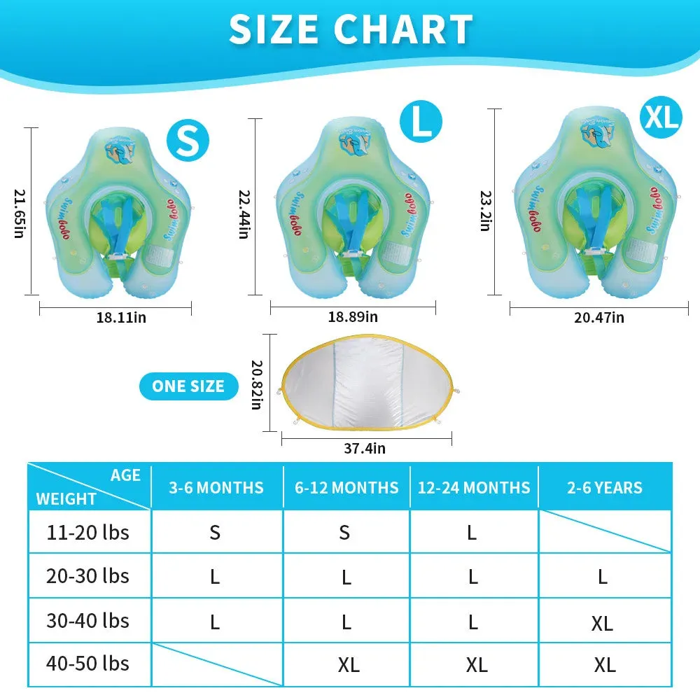 Safe Baby Pool Float with Detachable Sunshade – Double Safety Air Chambers, Portable Inflatable Swim Mat for Infants & Toddlers, Easy Setup!
