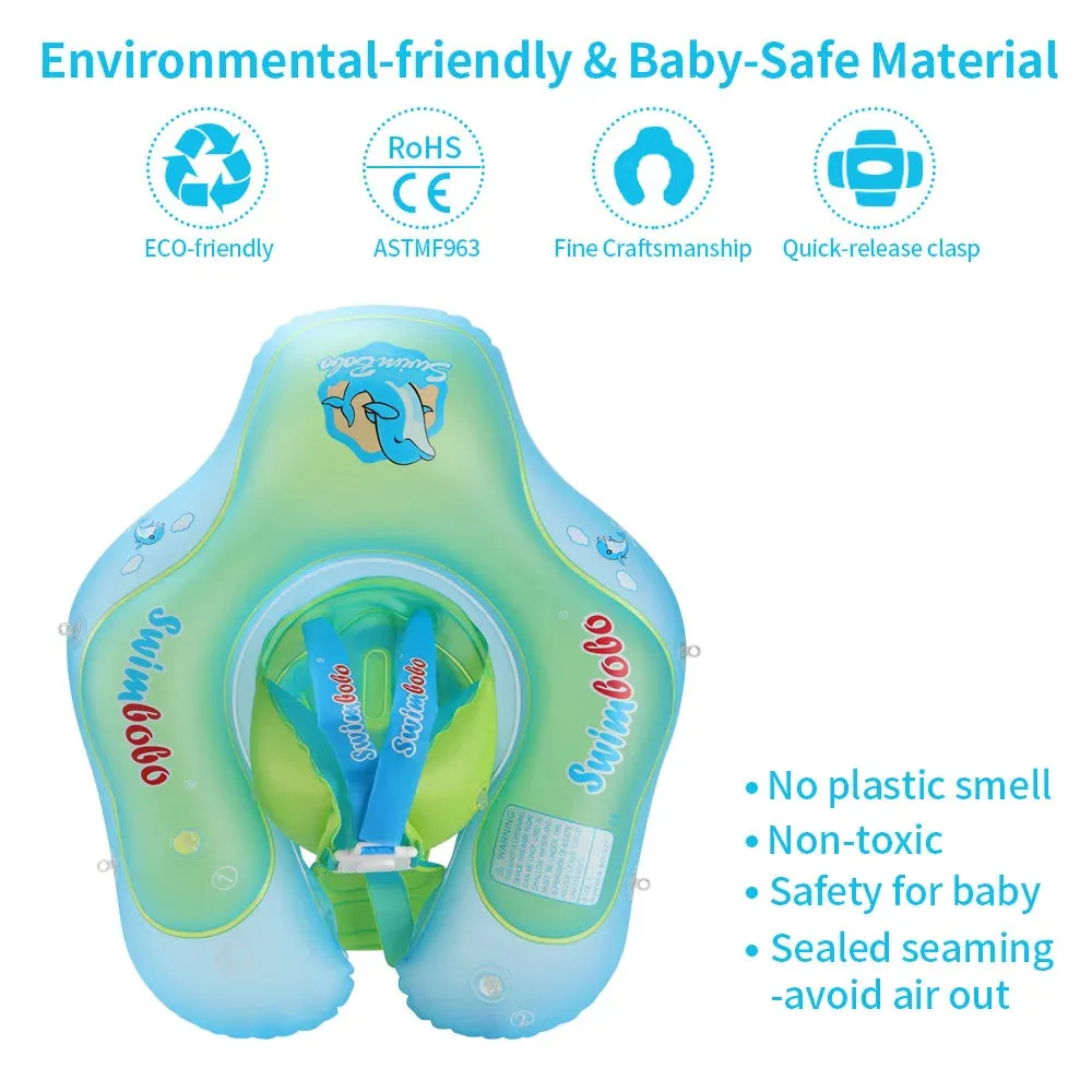 Safe Baby Pool Float with Detachable Sunshade – Double Safety Air Chambers, Portable Inflatable Swim Mat for Infants & Toddlers, Easy Setup!