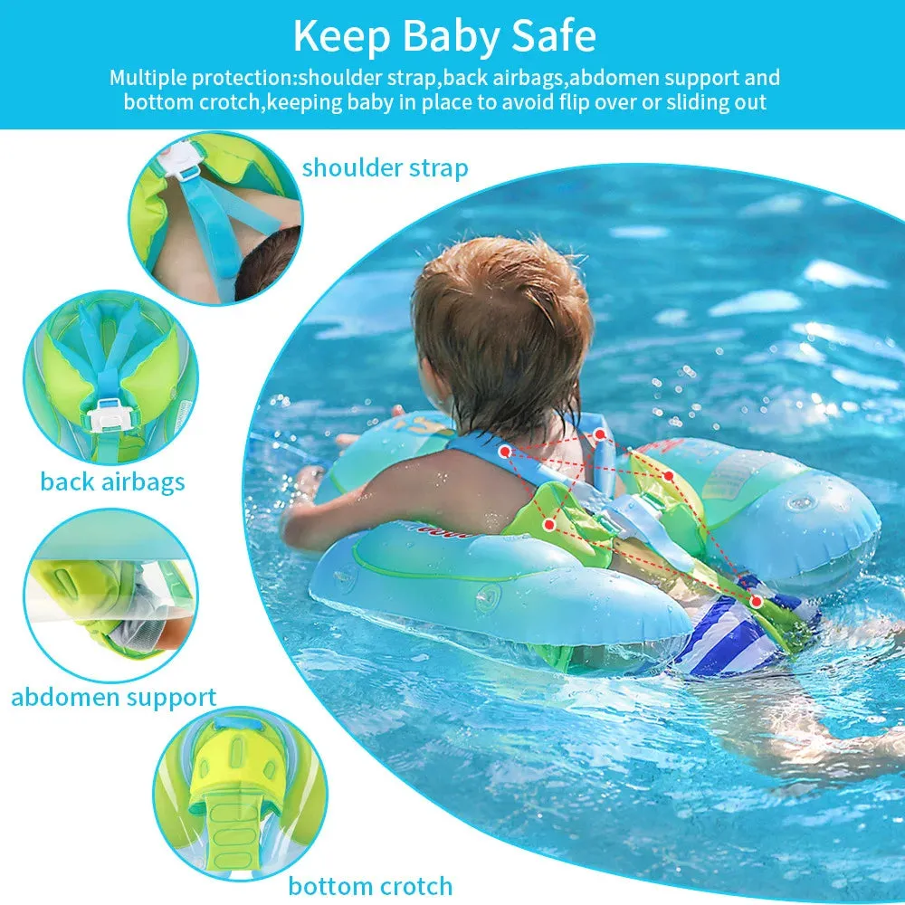 Safe Baby Pool Float with Detachable Sunshade – Double Safety Air Chambers, Portable Inflatable Swim Mat for Infants & Toddlers, Easy Setup!