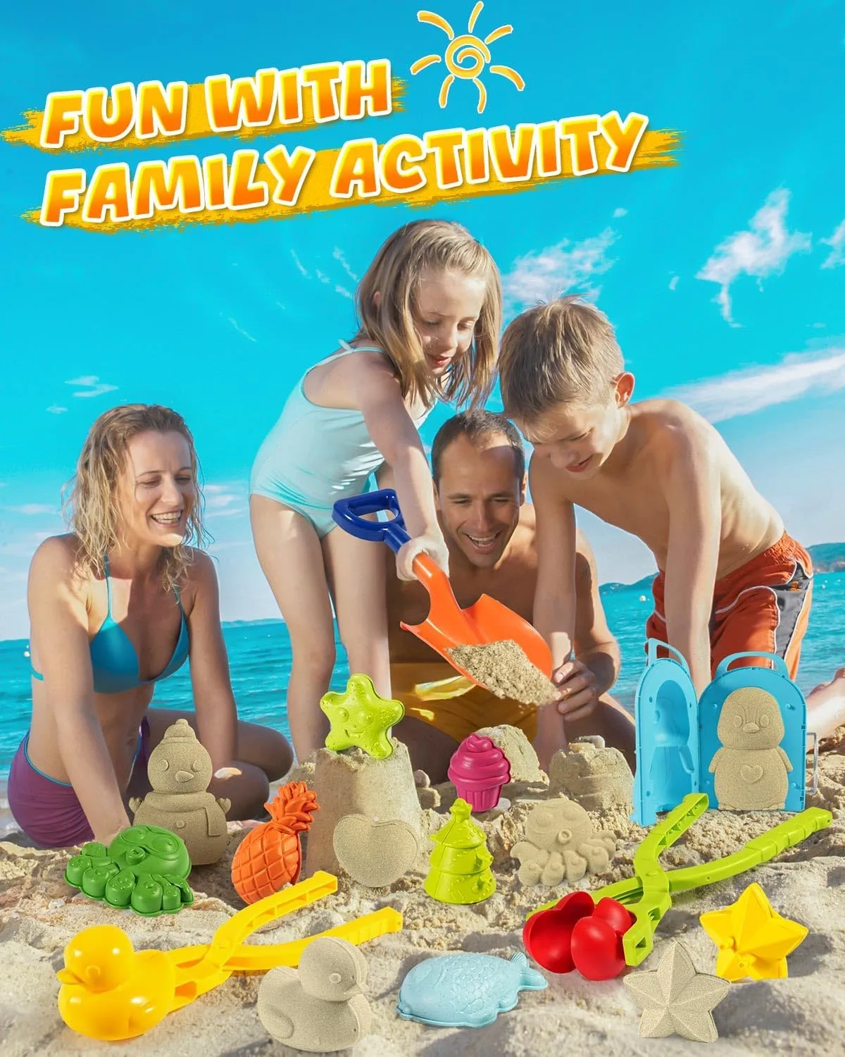 Sand Molds$ Travel Beach Sandbox Toys for Boys Girls 3 4 despondent swift 5 6 7 8  LQYoyz Beach Toys Set for Kids- 18pack Sand Toys for Toddler 3-10$ with Shovels$ Mesh Bag & 