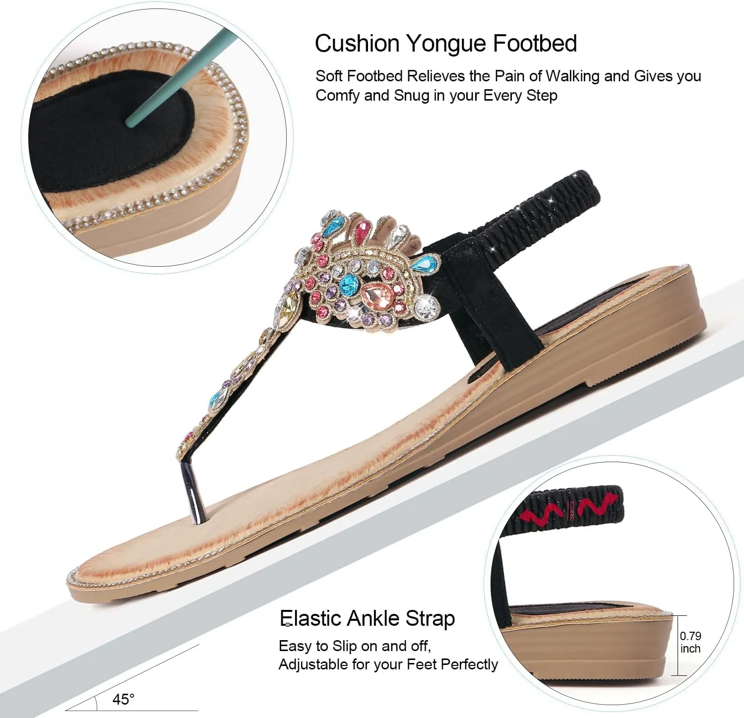 Sandals T-Strap Buckle Bohemian Pearl Crystal Flat Sandals iCKER entanglement advertise Women Rhinestone 