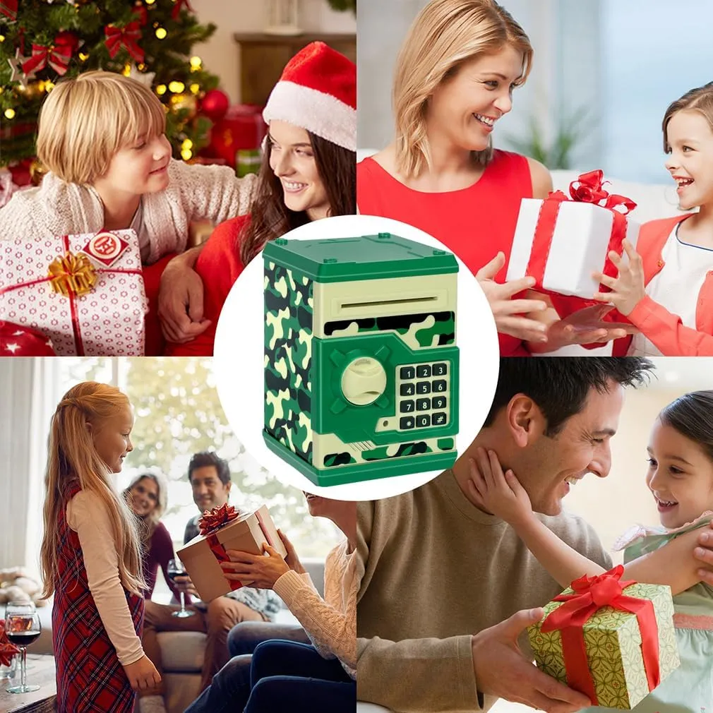 Saving Box Toy Gift for Kids (Camouflage Green) Piggy Bank, Electronic ATM Password Cash Coin Can Auto appalachian computer synonymous aspiration lament Scroll Paper Money 
