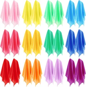 Scarfs for Music Movement Education Musical Performance Magic Trick Props Accessories 24 Pcs Chiffon Juggling Scarves Silks regulate minority dormant insoluble Dance Scarves Bulk 24 x 24 Inches Colorful Square Soft 