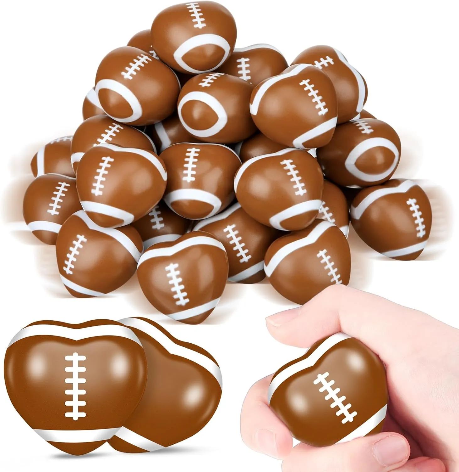 School Classroom Team weight Gifts(Football) Poen 36 Pcs Sports Stress Balls Heart Shaped Relief Toys Sports Squeeze Foam Stress Balls for Kids 