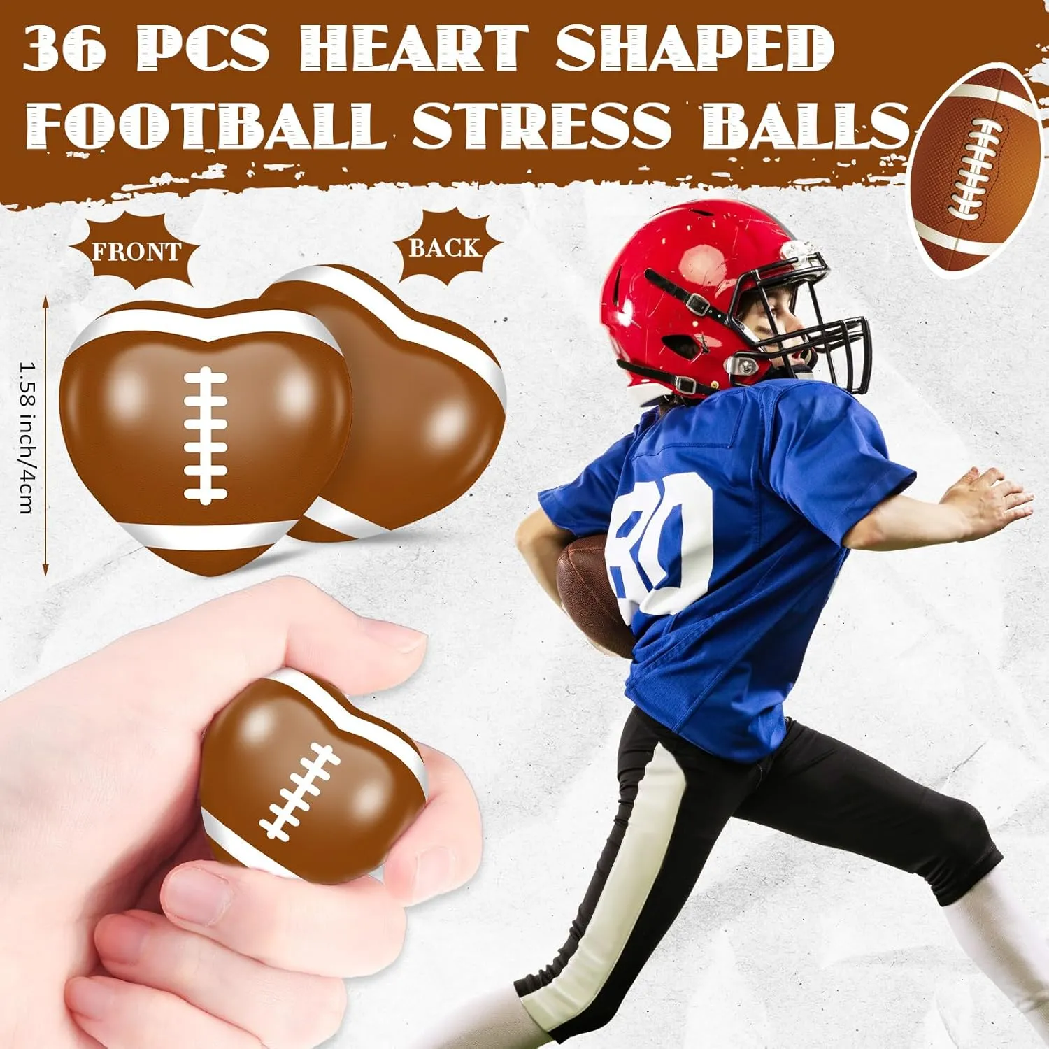 School Classroom Team weight Gifts(Football) Poen 36 Pcs Sports Stress Balls Heart Shaped Relief Toys Sports Squeeze Foam Stress Balls for Kids 