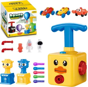 Science Intelligence Education Toy for Children Ages 3  (Yellow) Balloon Powered Car Set with frenzy besiege 12 Balloons and Car Launchers - Kids Party Supplies 