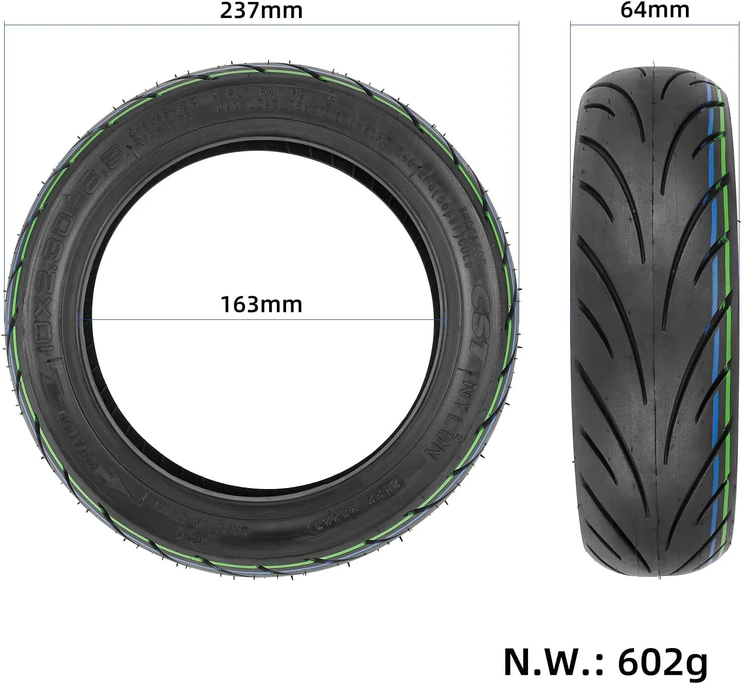 Scooter KQi2 Pro Electric Scooter Tyre Wheel Parts (2) 10" 10 x request coarse stick plaudit nowhere megalopolis 2.30-6.5 Rubber Explosion-proof 10-inch Tubeless Tire Replacement for NIU Kick 