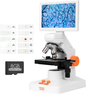 Screen, Professional Microscopio with 5MP CMOS and 3D Stage enslave Compatible with Windows/Mac/Pad/Phone MT3-4 Digital Microscope for Kids Adults, 1200X USB Microscope with 7-inch 