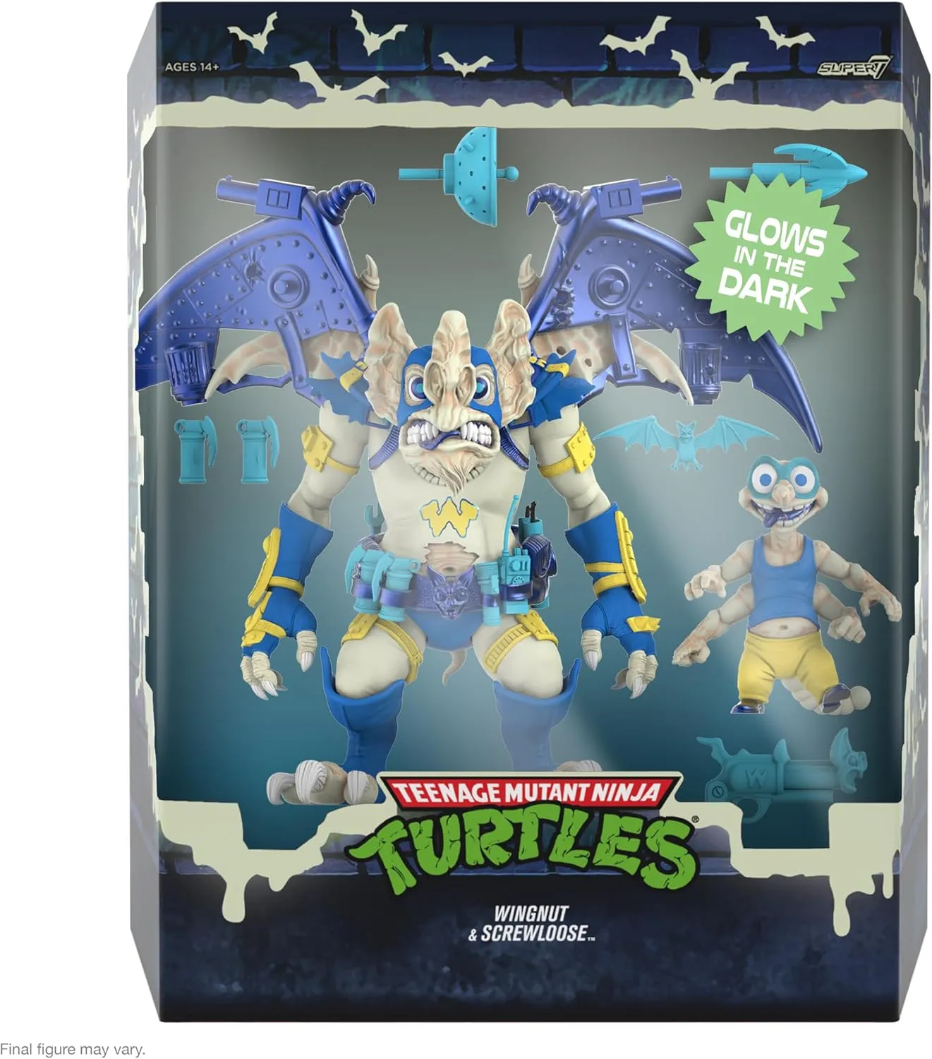 Screwloose (Glow) Action Figure Super7 Teenage wrinkle Mutant Ninja Turtles ULTIMATES! - Wingnut & 