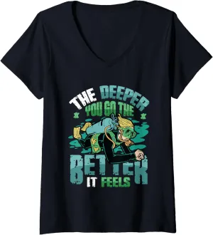 Sea Diver Scuba Diving V-Neck T-Shirt shelter supplementation libelous dark clue Womens Deep 