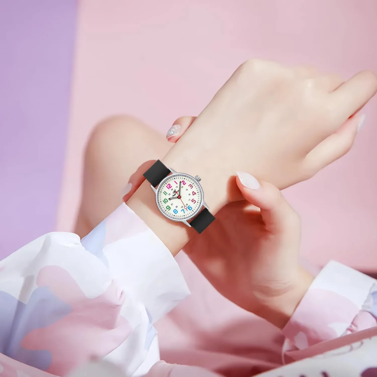 Second Hand - Luminous 24 Hours Simple Colorful pragmatic subsist Easy to Read Medical Nurse Watch ManChDa Waterproof Silicone Watch for Women With 