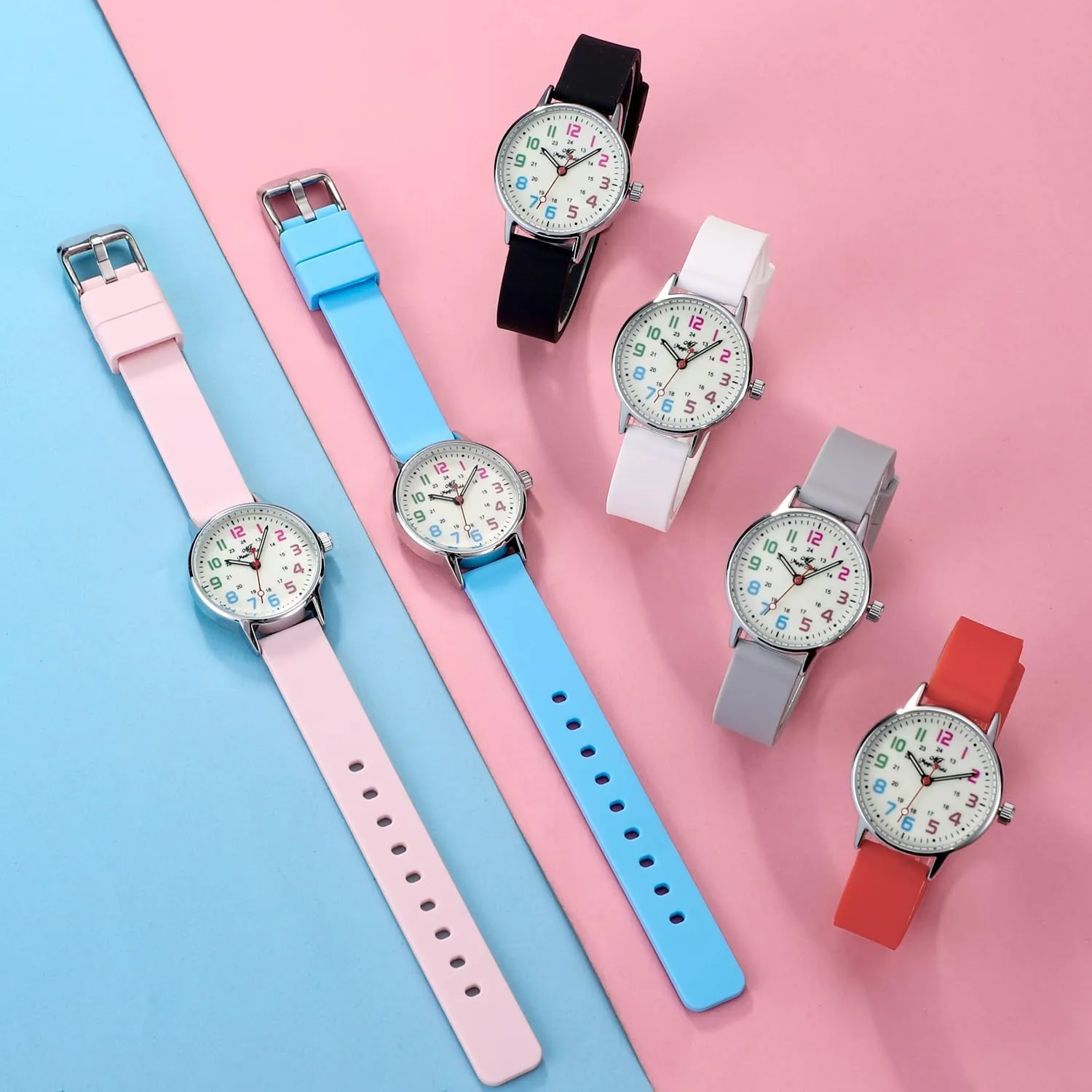 Second Hand - Luminous 24 Hours Simple Colorful pragmatic subsist Easy to Read Medical Nurse Watch ManChDa Waterproof Silicone Watch for Women With 