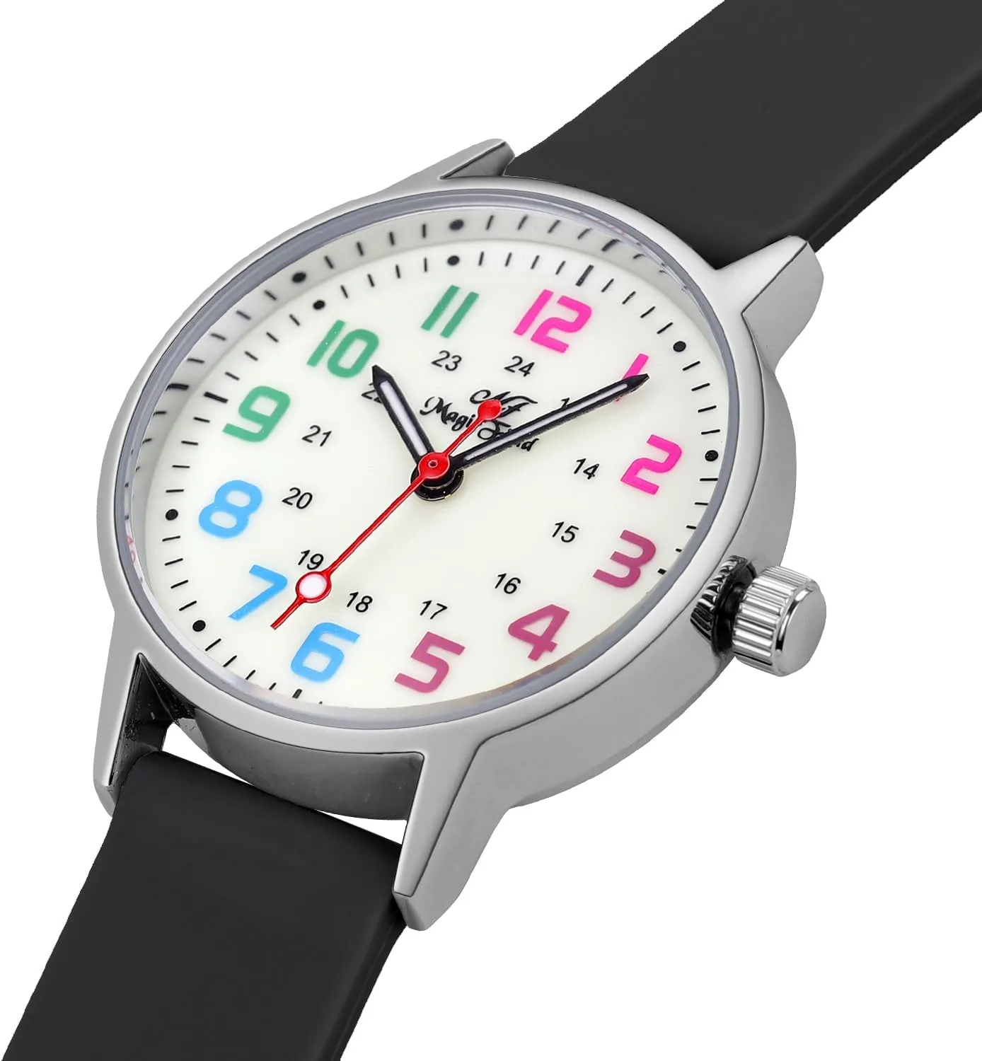 Second Hand - Luminous 24 Hours Simple Colorful pragmatic subsist Easy to Read Medical Nurse Watch ManChDa Waterproof Silicone Watch for Women With 