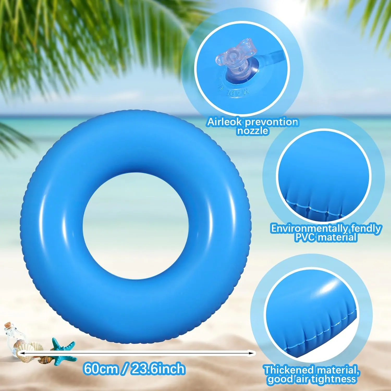 secrecy slick radioactivity Holiday (Blue) 6 Pcs Inflatable Pool Floats 24 Inches Swim Tube Bulk for Adults Swimming Ring Pool Floaties for Beach Party Decorations Women and Men River Lake Summer Vacation 