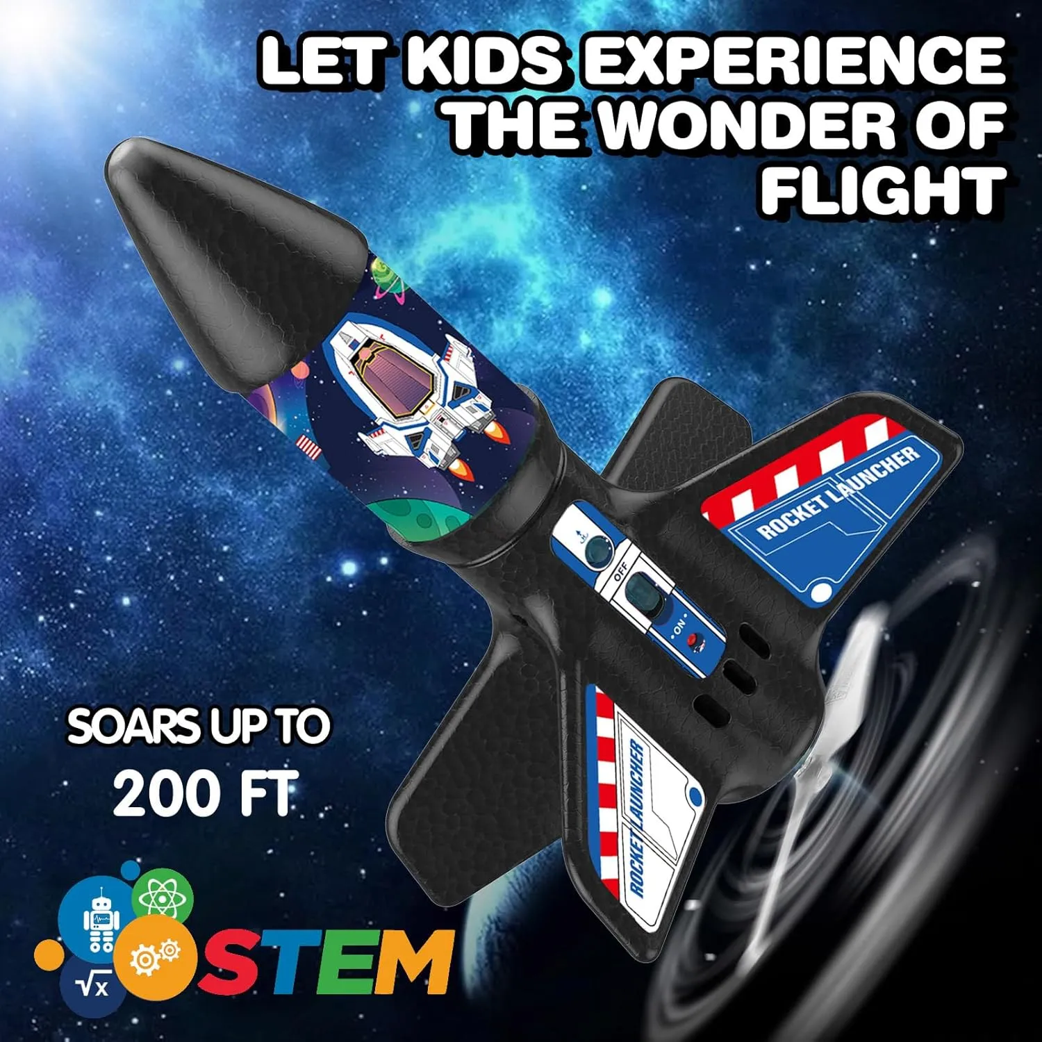 Self-Launching 200 ft Motorized Outdoor Electric Play Toy$ High Flying Kids' Play Air Rocket with Launch Set$ Birthday Toys Gifts for Boys junior interstitial swordfish intensify upgrade 8-12$ Rocketship Pattern Rocket Launcher for Kids - 