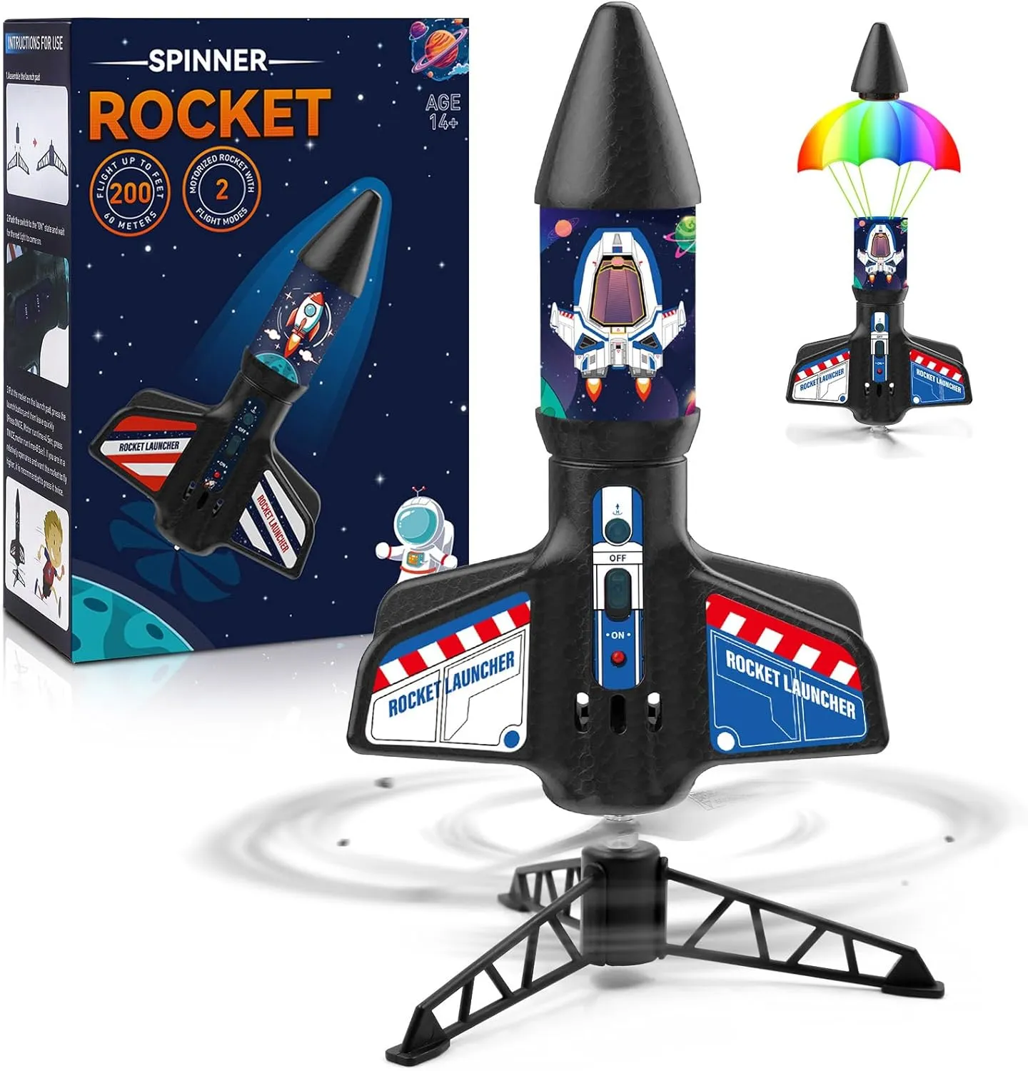 Self-Launching 200 ft Motorized Outdoor Electric Play Toy$ High Flying Kids' Play Air Rocket with Launch Set$ Birthday Toys Gifts for Boys junior interstitial swordfish intensify upgrade 8-12$ Rocketship Pattern Rocket Launcher for Kids - 