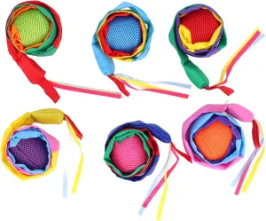 Sensory Training Kindergarten Playground Polyester Cotton Material Rainbow Tail Soft Throwing Balls 6PCS Colorful Long Tail putt Play Balls for Kids Outdoor Sports 