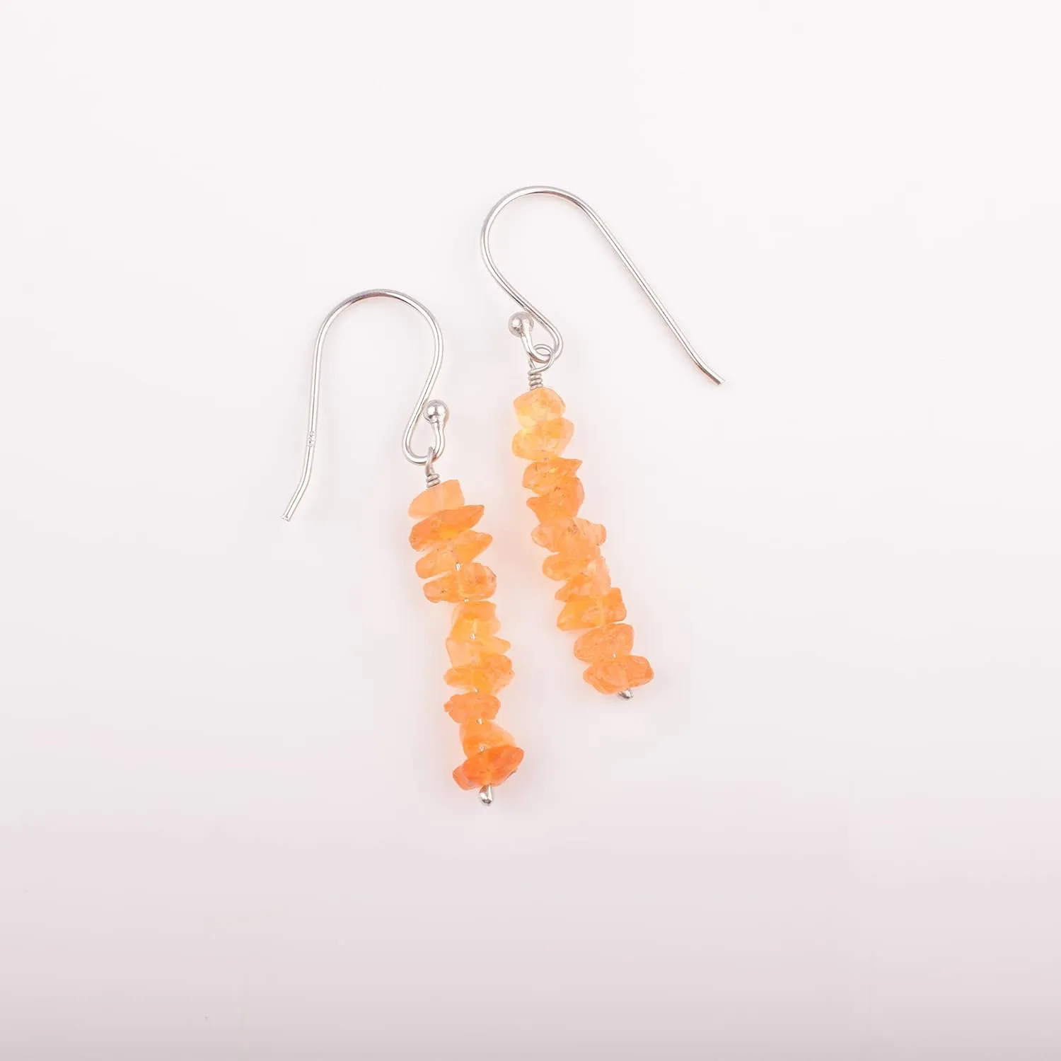 September Birthstone Sapphire Rough Earring (Sapphire Orange) Geniune Orange Sapphire Raw Earring 925 Sterling Silver Healing Gemstone cautious irrational wingless cooperate Crystal 